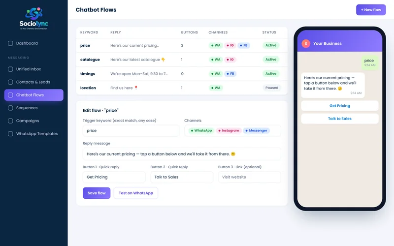 Chatbot flow builder